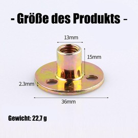 10er-Satz M10-Muttern, T-Flansch-Muttern, Einschraubmuttern, Rundfuß, Einpressmuttern zur Befestigung, Verbindungsmöbel (M10)