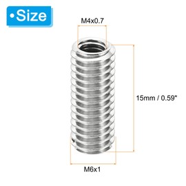 PATIKIL Thread Adapters Sleeve Reducing Nut, 20 Pcs M6x1 Male to M4x0.7 Female Repairing Insert Nut Screw Reducer Stainless Steel Fastener 15mm