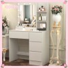 Yamissi White Makeup Vanity Desk Set with 10 LED Lighted
