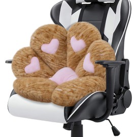 MOONBEEKI Cat Paw Cushion, Comfy Chair Kawaii Plush Seat Cushions Shape Lazy Pillow for Gamer 28"x 24" Cozy Floor Cute Girl Worker Gift, Dining Room Bedroom Decorate (Creamy Yellow)