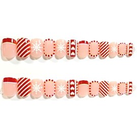 All The Trimmings Glossy Extra Short Square Press On Nails - 24 Pieces - Christmas Nails