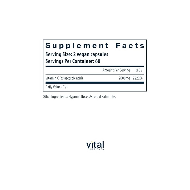 Vital Nutrients Vitamin C 1000mg (100% Pure Ascorbic Acid) -