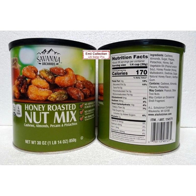 Savanna Orchards Honey Roasted Nut Mix Cashews, Almonds, Peanuts &