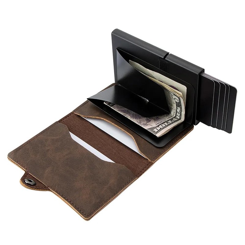 ASANTEUR Compact Leather Wallet 9.8 x 6.7 cm RFID Protection