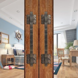 Eumtenr Rustic Barn Door Handles for Sliding Door, 12" Heavy Duty Large Design Pull, for DIY Sliding Barn Door, Gate, Shed, Garage | Square Solid Metal Material, Oil Rubbed Bronze Finish