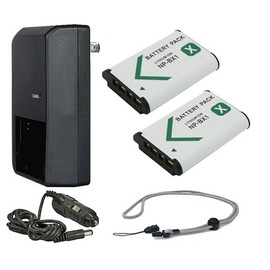 High Capacity Batteries (2 Units) Compatible with Sony Cybershot DSC-RX100 IV+ AC/DC Travel Charger + Krusell Lanyard Neck Strap