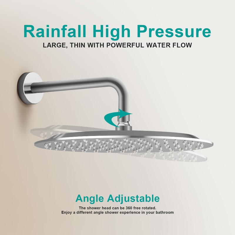 AULEEND 12 Inch Round Rain Shower head, High Flow Stainless