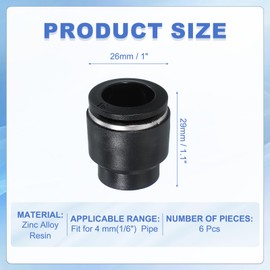 PATIKIL 6pcs Hose Quick Release Cap 16mm (5/8") Hose OD Plastic Hose Pneumatic Cap Quick Release Push Fit Plug Fitting Accessories for Pneumatics Black