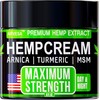Hemp Cream Maximum Strength with Glucosamine, Arnica, Turmeric - Non-Greasy