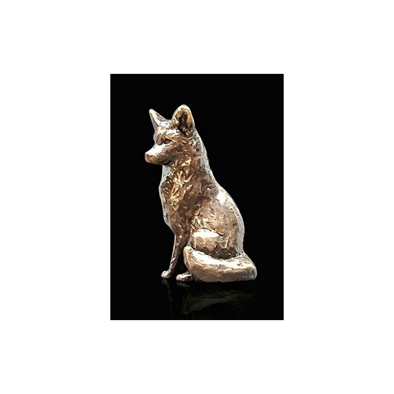 Butler & Peach Detailed Small Solid Bronze Fox Sitting Boxed