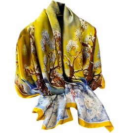 FAIRYGATE Silk Scarf Women's Long Scarf for Women High-Quality Silk Scarf Neckerchief Stole Large Scarf Women's Elegant 79, D18027
