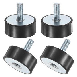 M METERXITY 4-Pack Rubber Mounts D50mmxH20mm Male Vibration Isolators Cylindrical Shock Absorber M10 x 27mm Double Studs for Air Compressor/Car/Pump/Boat/Garage Motor/Bobbins Rubber Isolators