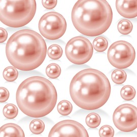 255Pcs Rose Gold Vase Filler Beads for Centerpieces, No Hole Faux Pearl for Vases Filler Decoration, 8/14/18mm Pearls Beads for Wedding Home Birthday Party Candle Decor
