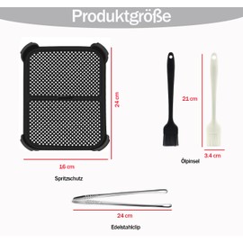 Ominelu 2 Stück Silikon Spritzschutz für Ninja Foodi Dual Zone AF300EU, Wiederverwendbar Airfryer Zubehör, Schützt Heizspirale und Ventilator Mit Ölpinsel Edelstahlclip