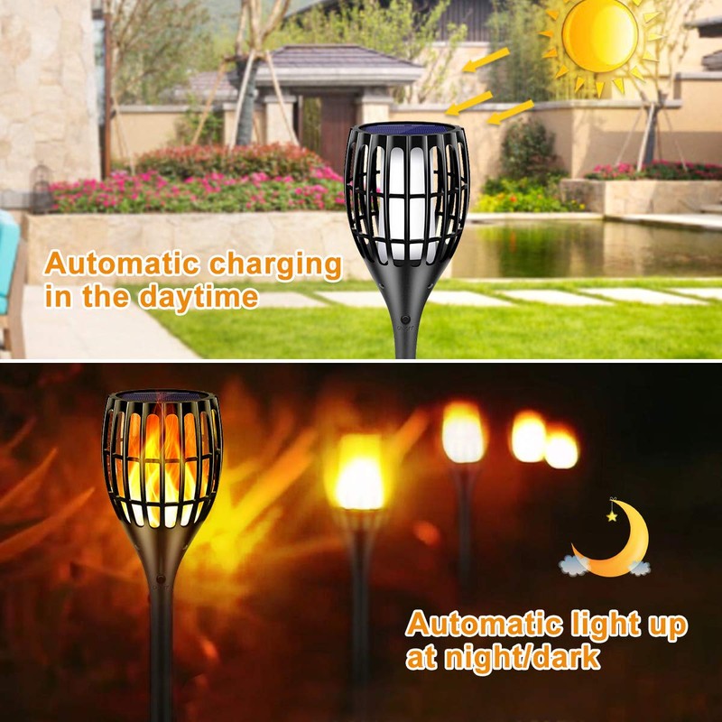 Ollivage Solar Lights Outdoor, 43" Flickering Flames Torch Light Solar