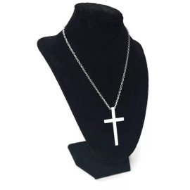 Loralyn Designs Simple Large Mens Titanium Steel Cross Pendant Necklace 20" 3mm Necklace Chain