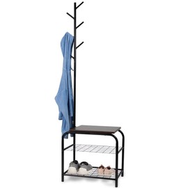 Milliard Coat Rack Hall Tree with Bench (Black)