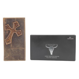 American Bison Oil Pull Up Leather Rodeo Wallet – Tooled Western Design, Durable & Stylish (Brown)