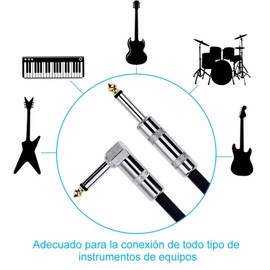 Abigale Cable para Guitarra Eléctrica - Cable para Bajo, Amplificador e Instrumentos Musicales - Conector 1/4 RCA en Ángulo y Recto, Trenzado de Nylon, Resistente a Interferencias (3 Metros)
