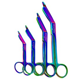 4 NEW GERMAN LISTER BANDAGE SCISSORS 3.5 inches plus 4.5 plus 5.5 plus 7.25 inches RAINBOW COLOR EMT SHEARS INSTRUMENTS CYNAMED