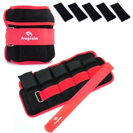 Adjustable Ankle Weights 1-5 LBS Pair with Removable Weight for Jogging, Gymnastics, Aerobics, Physical Therapy, Resistance Training|Each 0.5-2.5 LBS, Total 5LBS, Red