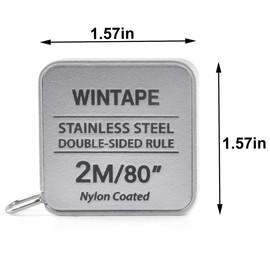Mini Square Tape Measure, Small Retractable Nylon Coated Dual Sided 80 Inch / 2 M Measuring Tape, Silver Measure Tape