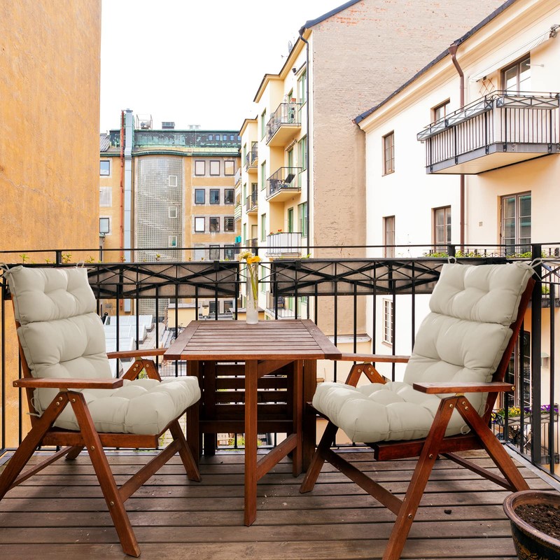 EAGLE PEAK Tufted Outdoor/Indoor High Back Patio Chair Cushions, Set