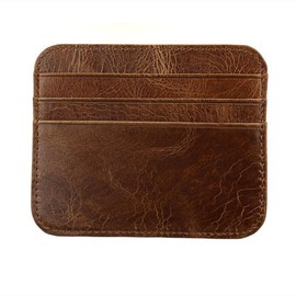 AprinCtempsD Credit Card Holder Men's RFID Protection Credit Card Case Small Genuine Leather Coin Purse Mini Wallet Slim Vintage Retro, brown, Dies: