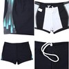 Aquarti Men's Swimming Trunks Short Sporty Stripes, black/blue