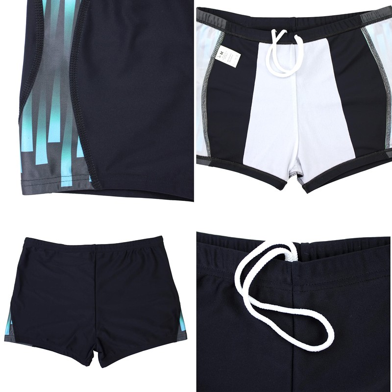 Aquarti Men's Swimming Trunks Short Sporty Stripes, black/blue