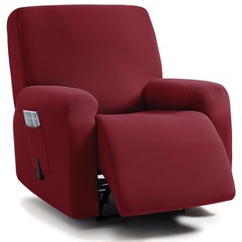 ULTICOR Jacquard Design, 4-Piece, 1 Seat Recliner Cover, Reclining Chair Covers for 1 Cushion Reclining Sofa, Single Seat Recliner Couch Cover, Washable (Burgundy - Wine, Recliner Cover)