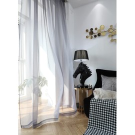 PHILEASY Window Sheer Gray Curtains 130 Inches Long 2 Panels Sheer Curtains Sheer Curtain Clear Transparent Basic Rod Pocket Panel 15 Colors 10 Size for Bedroom Living Room Yard Kitchen