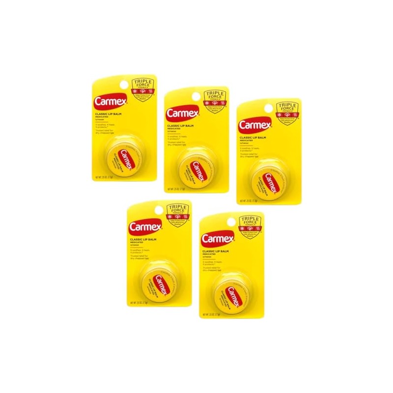 Carmex Bálsamo labial clásico medicado, 0.25 oz (paquete de 5)