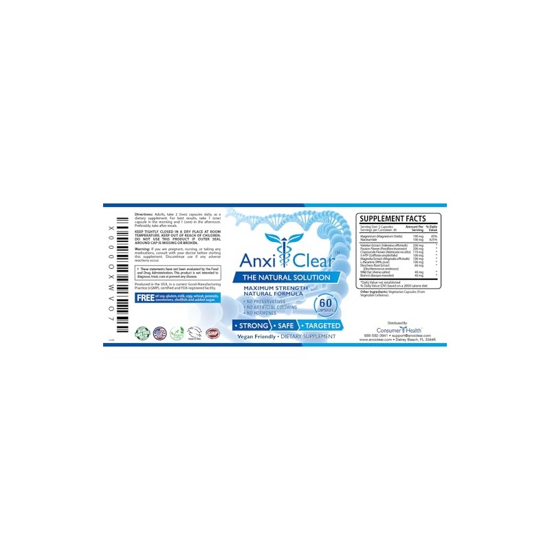 AnxiClear Consumer Health Boosts Mood, Calms The Mind, Elevates Serotonin