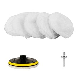 Wool Polishing Pads Set, 7.6 cm, 7 Pieces with M10 Drill Adapter, for Car, Countertop, Leather, Tile