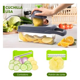 Rallador Multiusos Corta Rebana Pica Y Ralla Verduras/frutas Verde