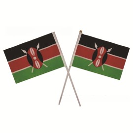 50Pcs Kenya Flag on Stick 14x21cm Mini Kenya Waving Flag Plastic Flagpole Single Side Flag Small Flag Parade Festivals International Festivals Party Decoration Supplies Election Support