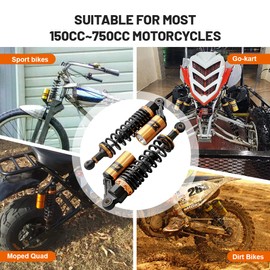 GZYF Pair 320mm Motorcycle Rear Air Shock Absorbers Universal Fit For Honda Suzuki Yamaha Kawasaki ATV Go Kart Quad Dirt Sport Bikes Blue & Silver