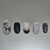 Black Silver Ribbon [Handmade Nail Tips] Emily Nail - Mini