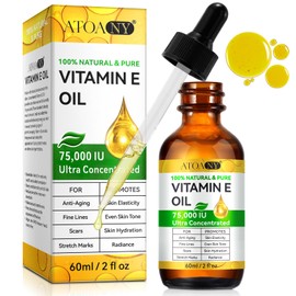 ZIXAOK Vitamin E Oil, 75000 IU Ultra Concentrated, 100% Natural and Pure Vitamin E Oil for Face, Skin and Scars,Moisturizing Dry Skin and Winkles, 2 fl oz