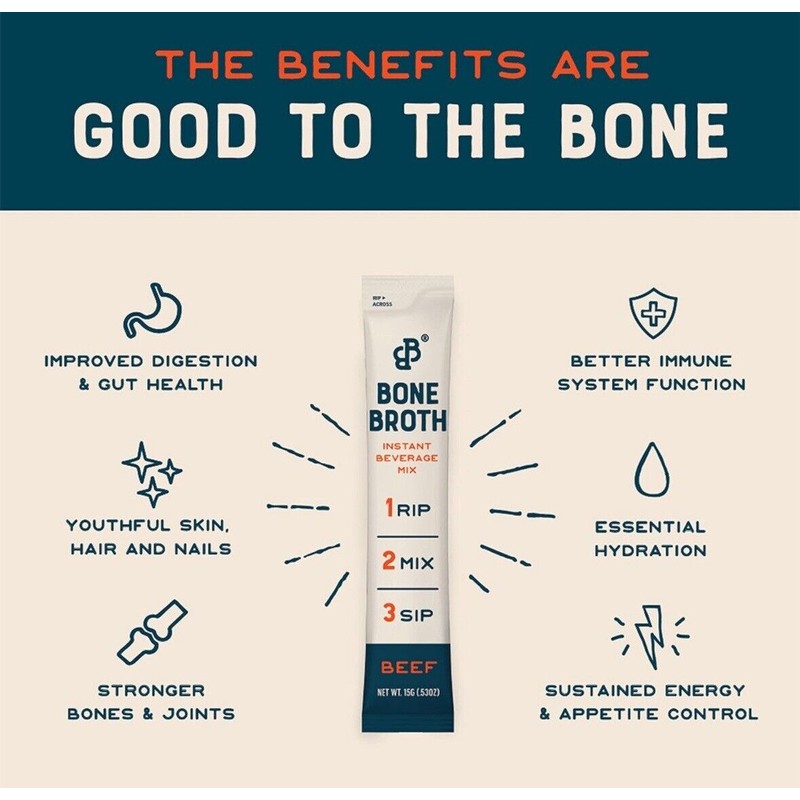 Bare Bones Bone Broth Instant Powdered Mix Beef Pack of