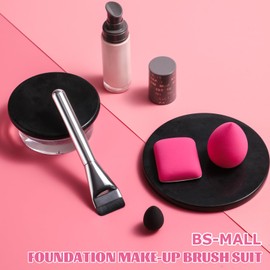 BS-MALL Foundation Makeup Brush Set with 3 Makeup Sponge Blenders silver & Pink