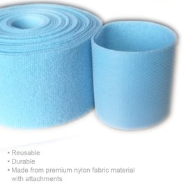 2'' Wide 16.4'/5 Yards Long Hook and Loop Cable Tie Cord Wrap Fastener Nylon Power Cord Management Wire Organizer Strap Reusable Cut to Size Self Gripping Tape Roll (Blue)