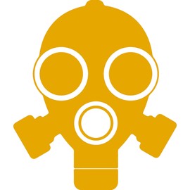 Gas Mask Vinyl Decal - 5 Inches - for Cars, Trucks, Windows, Laptops, Tablets - Outdoor-Grade 2.5mil Thick Vinyl - Mustard
