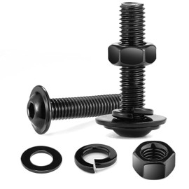 10Pcs M6 x 25mm Bolt Flanged Button Head Socket Cap Bolt Screws, Black Oxide 304 Stainless Steel Nuts and Bolts, Allen Screws, Flat & Lock Washers, Nuts and Bolts Assortment Kit by Wavanta