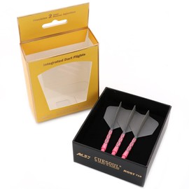 CUESOUL ROST T19 Integrated Shaft Flight Big Wing Shape, Two-tone, Gray Flight + Pink Shaft, Large, Set of 3 (CS-AK5711-5L)