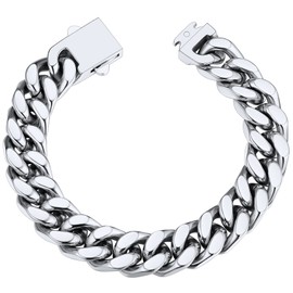 Men's Stainless Steel Bracelets Thick Cuban Bracelet Silver Chain Bracelet Chunky Link Bracelets for Women Stainless Steel Bracelets for Men