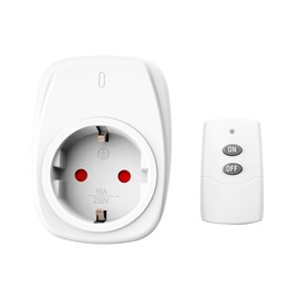 HBN 1 x Radio Socket with 1 Remote Control, 16 A/3,680 W Remote Controlled Plug for Indoor Christmas Decoration, Household Appliances, Range 30 m, White