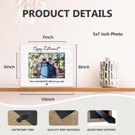 Beliran Happy Retirement Gifts Picture Frame 5x7, Retirement Gifts for Coworkers Women Men Photo Frame, Never Underestimate the Difference You Made Wooden Picture Photo Frames for Desk Home Room Decor