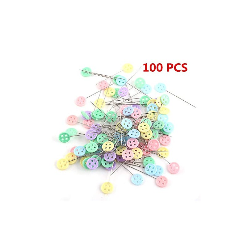 100Pcs Quilting Pins Flat Head,3.9-5cm Long Flower Head Sewing Patchwork